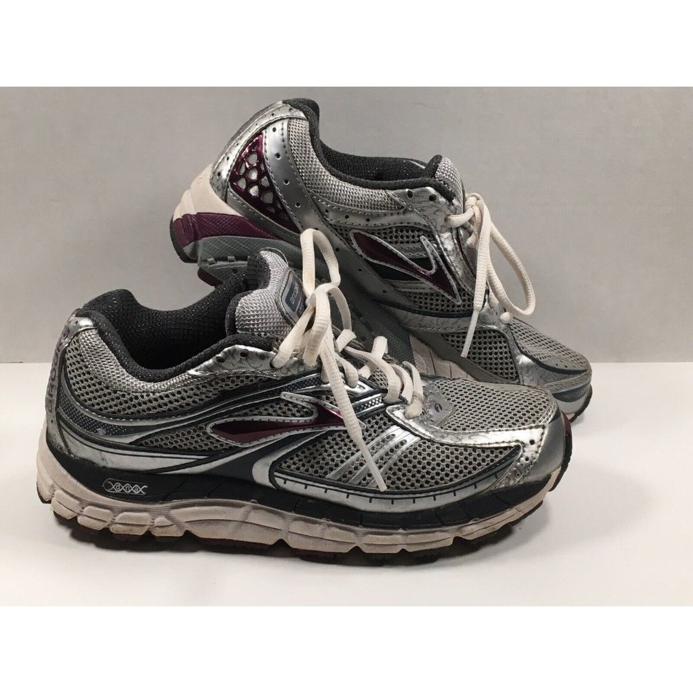 Brooks Addiction DNA Running Shoes Womens Silver Purple MOGO Sz 6.5M ~No Insoles
